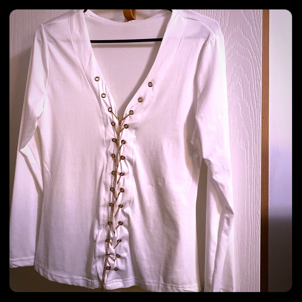 Gorgeous White V-Neck Shirt